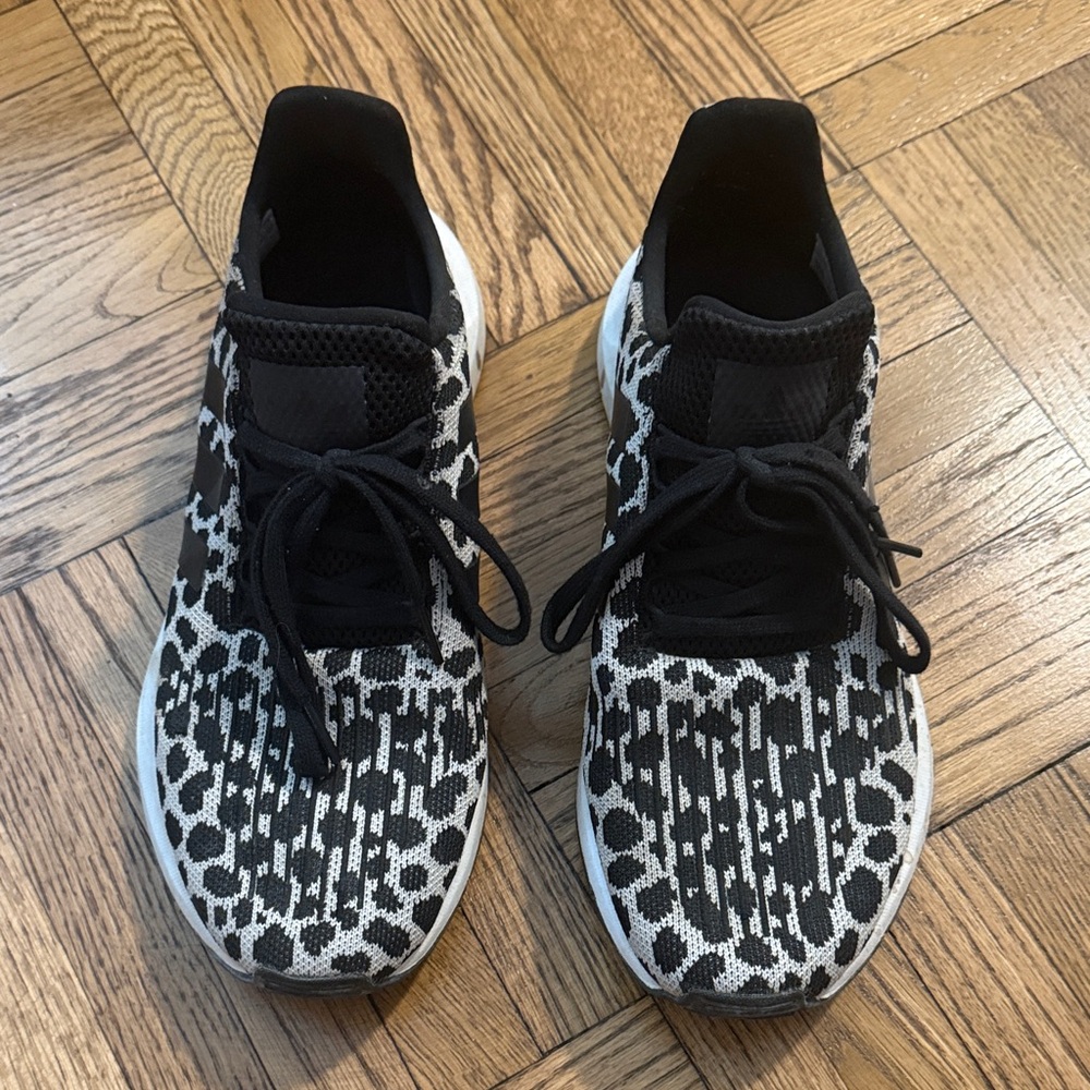 Adidas Black and Gray Leopard Sneakers